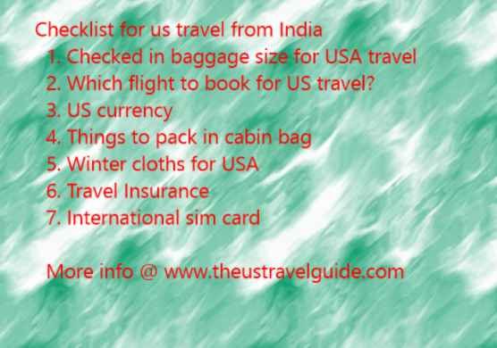Checklist for us travel from India